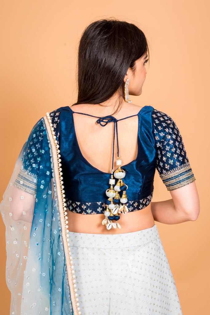 Dappled Arctic blue lehenga