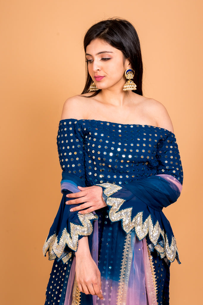 Persian Blue Sharara Set