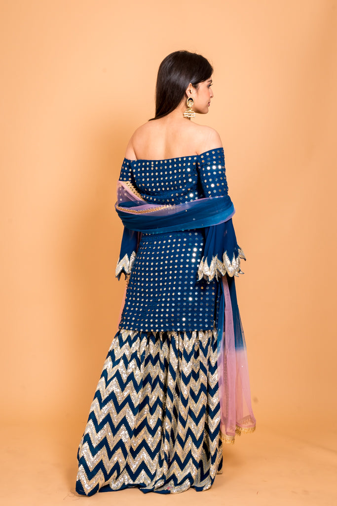 Persian Blue Sharara Set