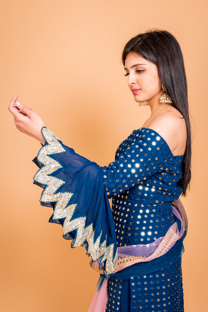 Persian Blue Sharara Set