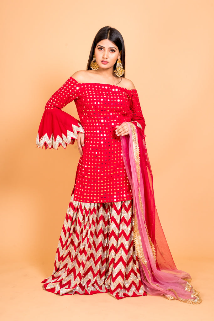 Blazing pink sharara