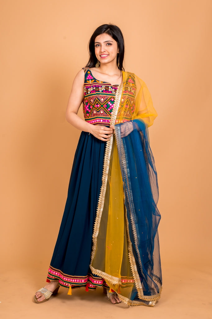 Traditional Navy Blue Anarkali