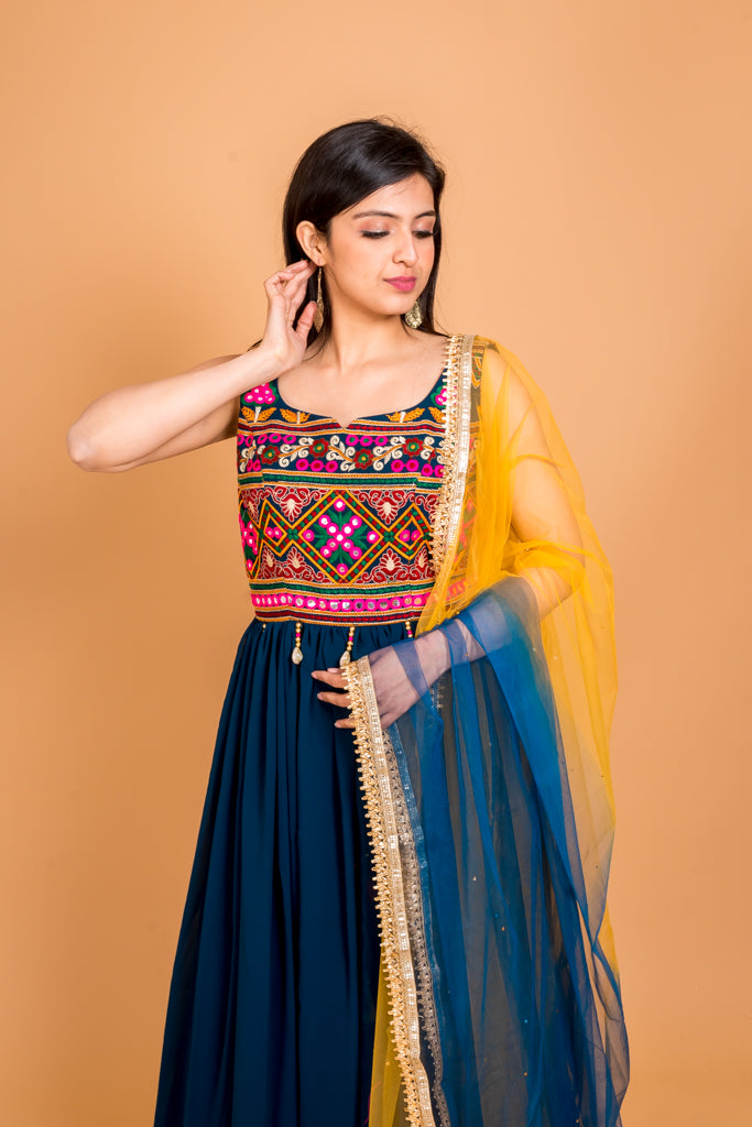 Traditional Navy Blue Anarkali