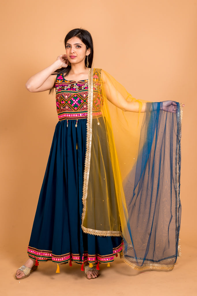 Traditional Navy Blue Anarkali