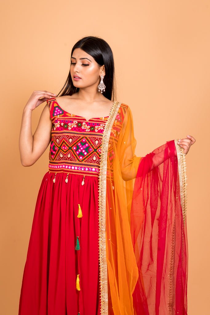 Traditional imperial red Anarkali