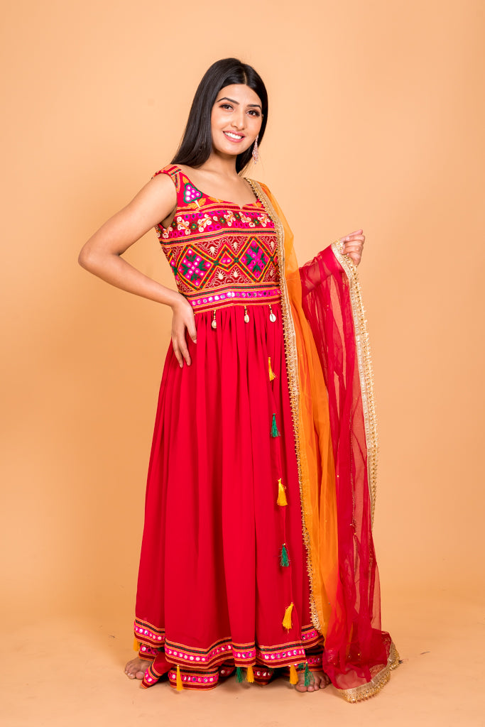 Traditional imperial red Anarkali