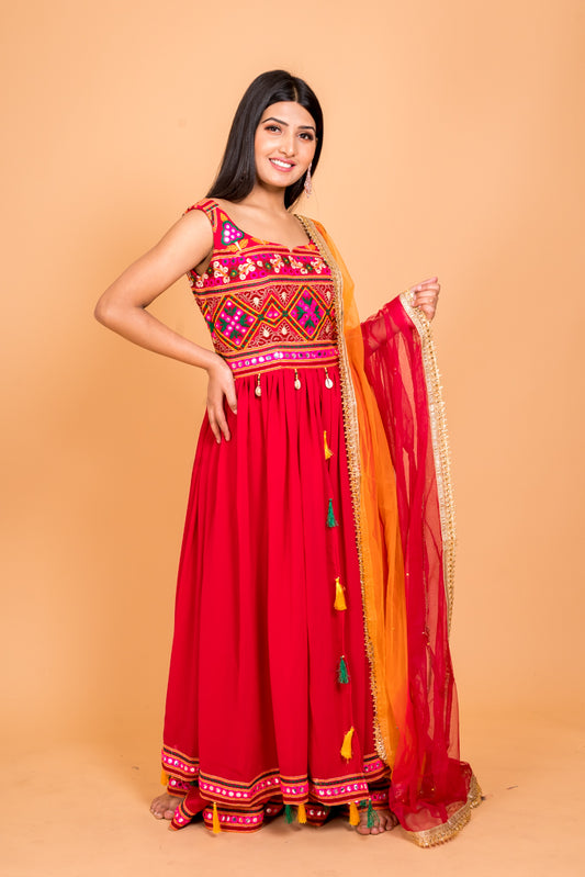 Traditional imperial red Anarkali