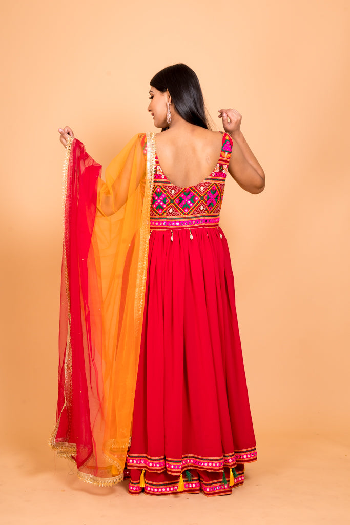 Traditional imperial red Anarkali