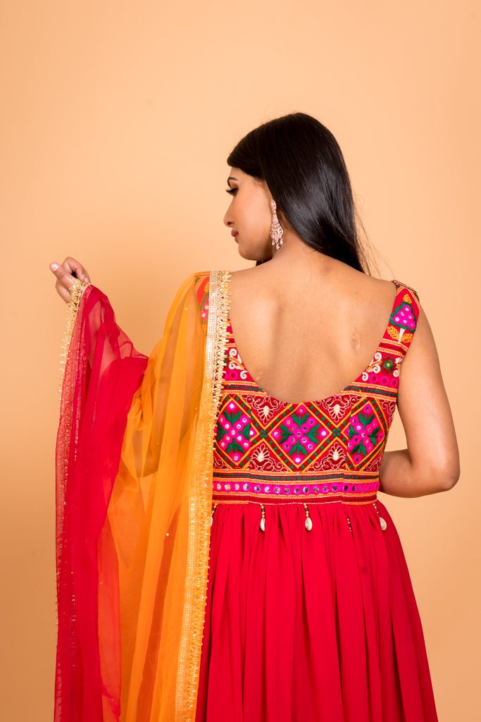 Traditional imperial red Anarkali