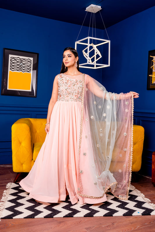 THE CAMEO PEACH ANARKALI