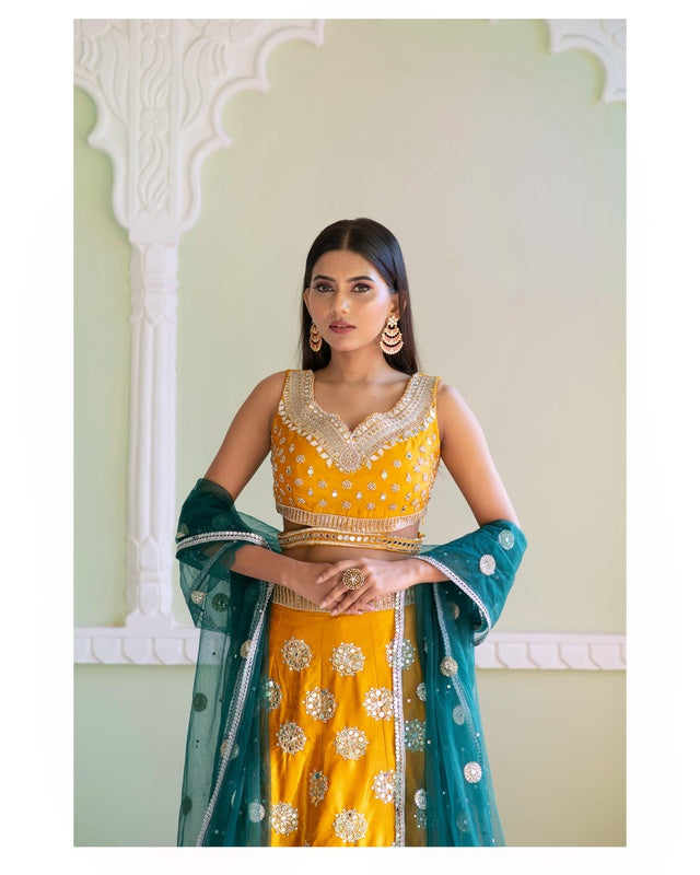 Marigold Silk Lehenga